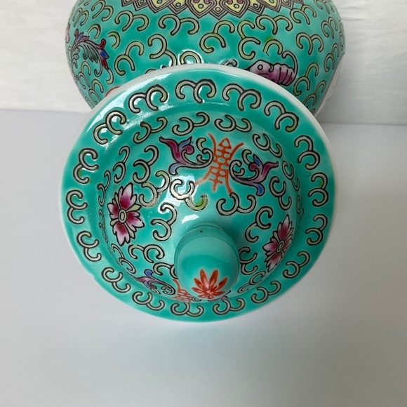Vintage Chinese Jingdezhen Small Turquoise Lidded Ginger Jar - Picture 8 of 15